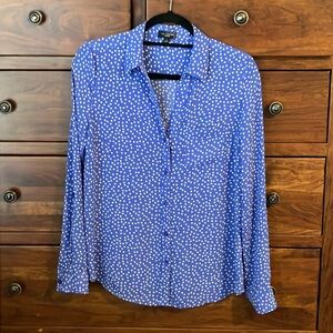 The Limited Ashton Blue White Polka Dot Womens Shirt
